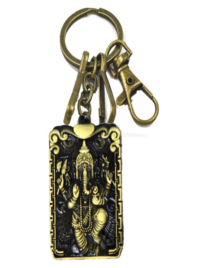 AFH Antique Gold Plated Quality Metal Lord Ganesh Decorative Key Chain for Gifting - Image 1